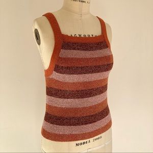 KATE SPADE Metallic Stripe Tank Pink Orange Brown